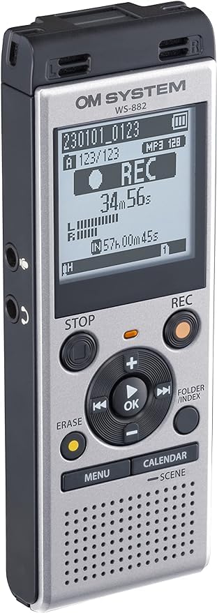 OM SYSTEM 1.61 Inches WS-882 Digital Voice Recorder MP3 Audio 32GB USB 2.0