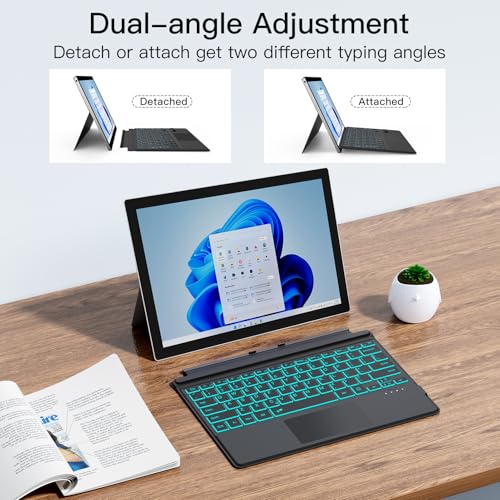 XIWMIX Standalone Bluetooth Keyboard for Microsoft Surface Pro 3/4/5/6/7/7+ QWERTY Layout Rechargeable Battery Powered Backlit Keyboard