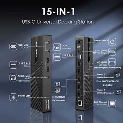 WAVLINK WL-UG69PD25PRO-US Triple Monitor Docking Station 4K@60Hz DisplayPort USB C