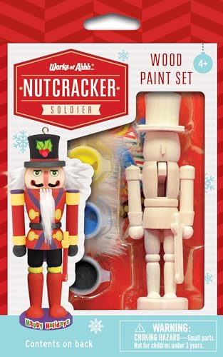 Works of Ahhh... Nutcracker Soldier Ornament Painting Kit, 5 inches, Real Wood, Craft Kit