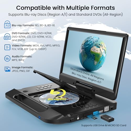 FANGOR 12 Inch F-BR114 1080P Portable Blu-ray Player