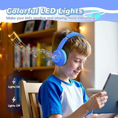 Botesty Sound BS01 Kids Bluetooth Headphones, 3.5mm Jack, 85dB Safe Volume, Blue, Over Ear