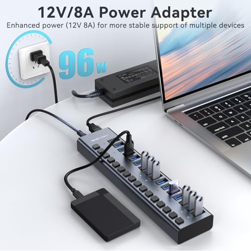 ACASIS 16 Ports USB 3.2 Hub, Model HS082, 10Gbps Data Transfer, Aluminum Enclosure