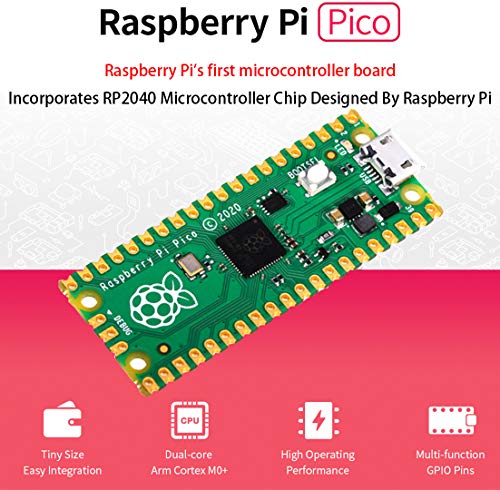 Bicool 2MB Pico Microcontroller Development Board with Pre-Soldered Header Based on Raspberry Pi RP2040 Chip Dual-Core Cortex M0+ 133MHz