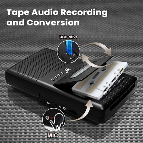 Mersoco 12.64 x 7.52 x 2.72 inches T300-m02 Portable Tape Recorder 3.5MM Headphone Jack