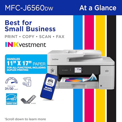 Brother MFCJ6560DW 11"x17" Inkjet Multifunction Printer 1200x4800dpi 31ppm