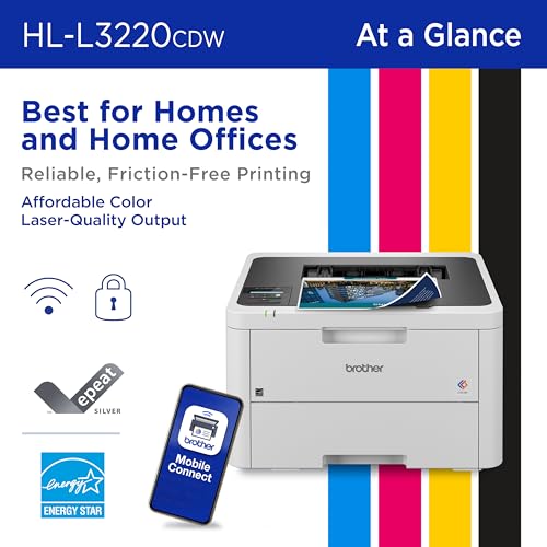 Brother HLL3220CDW Laser Printer 2400 x 600 dpi Network-Ready Color Compact