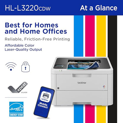 Brother HLL3220CDW Laser Printer 2400 x 600 dpi Network-Ready Color Compact