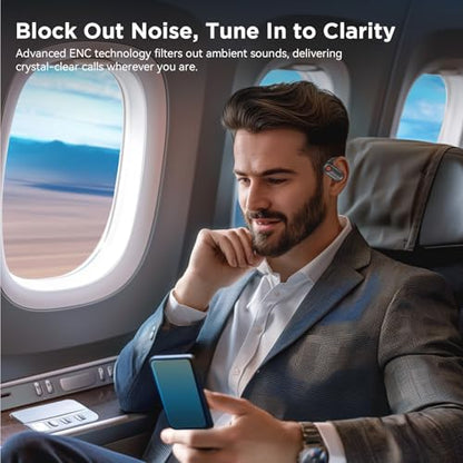 BUGANI B11 Wireless Headphones Bluetooth 5.4 Open Ear Noise Cancelling 50 Hours Playtime Waterproof