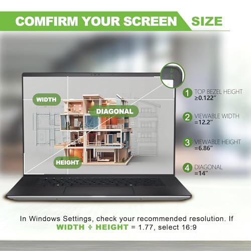 Dabernur 14 Inch 16:9 Laptop Magnetic Privacy Screen Filter FHD 1920x1080