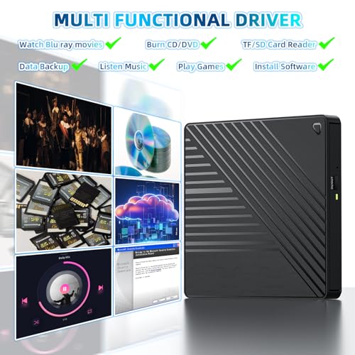 LLMHHKYK 5-in-1 External Blu-ray Drive BD051 USB 3.0 & Type-C Optical Drive