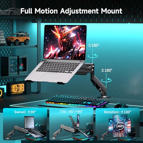Pholiten 2 in 1 Laptop Desk Mount MD81V1TP001, Adjustable, Ceiling Mount, Black