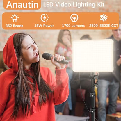 Anautin 1-Pack 15W Photography Lighting Kit with Foldable Tripod - K15-US