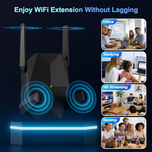 JoyLantern Wireless Range Extender, 3000Mbps Dual Band, Covers up to 16999 sq.ft, Supports 125+ Devices, Black