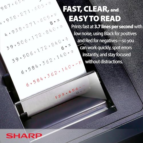 Sharp 12-Digit EL2196BL Printing Calculator A/C Powered 0.47" LCD Fluorescent Display Office