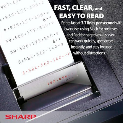 Sharp 12-Digit EL2196BL Printing Calculator A/C Powered 0.47" LCD Fluorescent Display Office