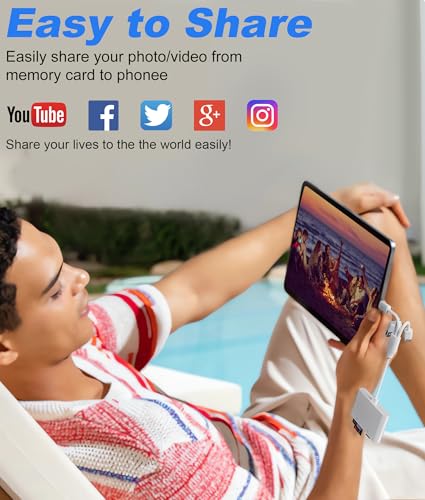 Bawanfa Plus Memory Card Reader AP554 4-in-1 Adapter USB Type A, USB Type C, Lightning Compatible for SD/microSD/MS/xD-Picture