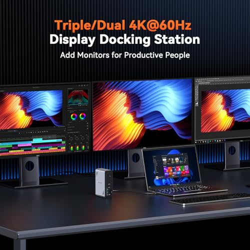 TobenONE 18-in-1 USB-C Docking Station Triple 4K@60Hz 3 HDMI 9 USB Ports Gigabit Ethernet PD3.0