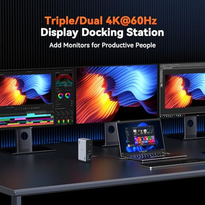 TobenONE 18-in-1 USB-C Docking Station Triple 4K@60Hz 3 HDMI 9 USB Ports Gigabit Ethernet PD3.0