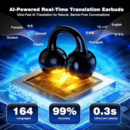 poodays Wireless Translating Earbuds B0G8VSR25P AI Translation 164 Languages Open Ear Bluetooth