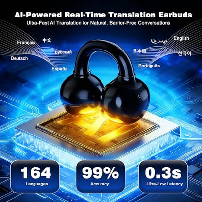 poodays Wireless Translating Earbuds B0G8VSR25P AI Translation 164 Languages Open Ear Bluetooth