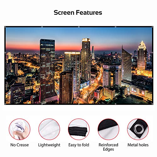 lejiada 100-inch PH-3M3U-C4ZJ Manual Projector Screen 160 Viewing Angle Glossy Polyester Wall Mount