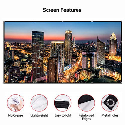 lejiada 100-inch PH-3M3U-C4ZJ Manual Projector Screen 160 Viewing Angle Glossy Polyester Wall Mount