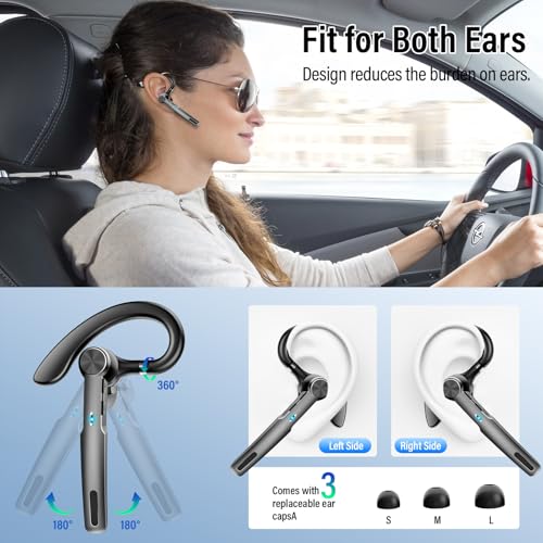 Qecnato G2 Wireless Bluetooth Earpiece 5.3, 15m Range, IP7 Waterproof, Built-In Microphone, Ergonomic Design