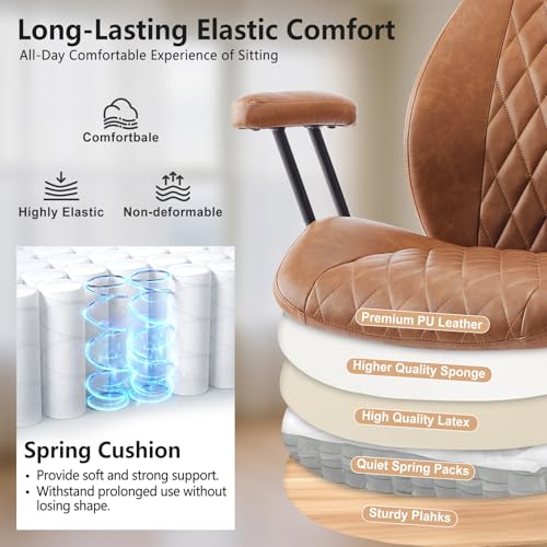 YFO Mid Back Brown Leather Office Desk Chair 871baca1-456e-4f6d-bbf7-bbea23361e6f