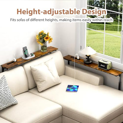 GRLEAF 78 Inch Console Table Set of 2 with Adjustable Height and Power Outlets