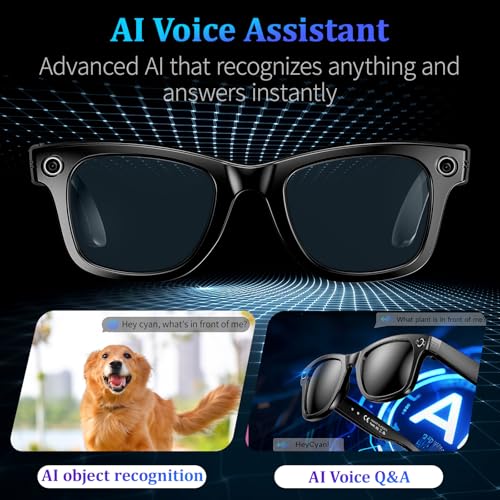 KWENRUN 1 Count KWENRUN Gen 4 Smart Glasses Bluetooth Hands-Free Calls Real-Time Translation Object Recognition Waterproof