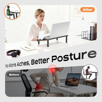 Canyora 2 Count H-ZJ-004 Steel Computer Monitor Stand Riser 44 lbs Load Capacity Adjustable Height 4.13" to 5.7"