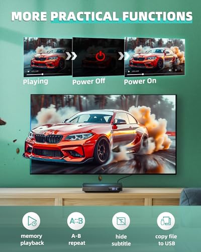 SHIWAKOTO Mini DVD Players for TV 1080P Resolution, HDMI/RCA/USB Connectivity, Multi-Format Support