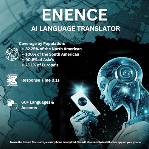 Enence V3 Pocket Language Translator Device, 4.92 x 2.64 x 1.5 inches, 2.92 ounces, Lithium Ion Battery