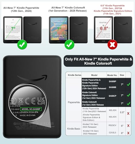 MoKo Case for Kindle Paperwhite 7'' (12th Gen 2024), Colorsoft (2024/2025)