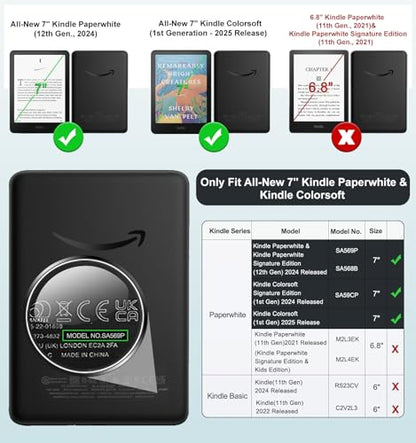 MoKo Case for Kindle Paperwhite 7'' (12th Gen 2024), Colorsoft (2024/2025)