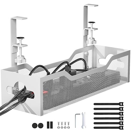 Litwaro 13.38" Under Desk Cable Management Tray Clamp-On Metal Organizer