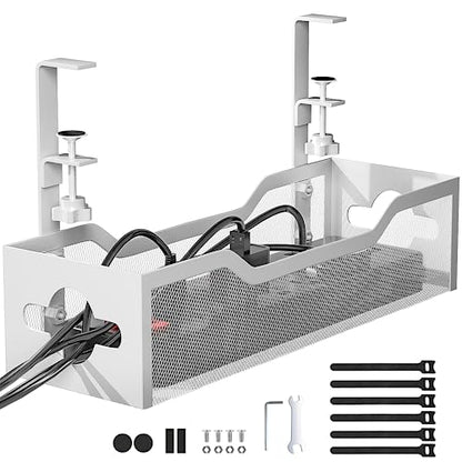 Litwaro 13.38" Under Desk Cable Management Tray Clamp-On Metal Organizer