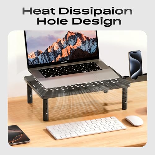 Canyora 2 Count H-ZJ-004 Steel Computer Monitor Stand Riser 44 lbs Load Capacity Adjustable Height 4.13" to 5.7"