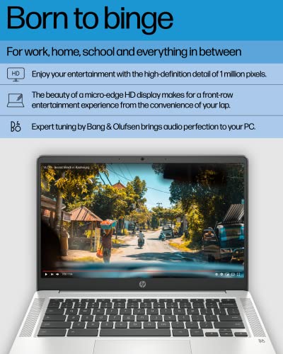 HP 14a-na0226nr 14" Chromebook Laptop 1366 x 768 Intel Celeron N4120 4 GB DDR4 64 GB eMMC
