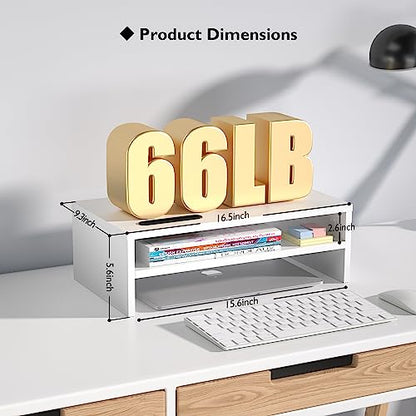BONTEC 16.54 x 9.25 x 5.59 inches MTR-S2-WH Computer Monitor Stand