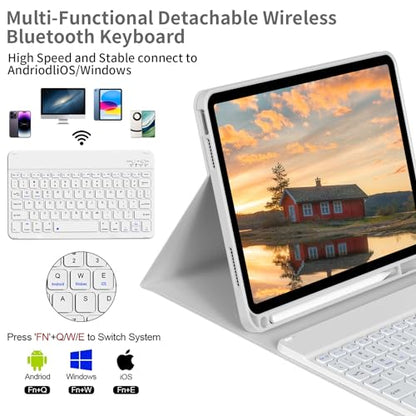 KVTVOU 11 Inch Keyboard Case for iPad (A16) 10th/11th Generation (Model: A3354/A3355/A3356/A2696/A2757/A2777/A3162) Bluetooth Detachable Keyboard Cover