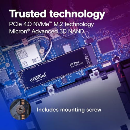 Crucial 1TB CT1000P3PSSD8 NVMe M.2 SSD, 5000MB/s Read Speed, 4200MB/s Write Speed, Solid State Drive, PCIe Gen4 Interface