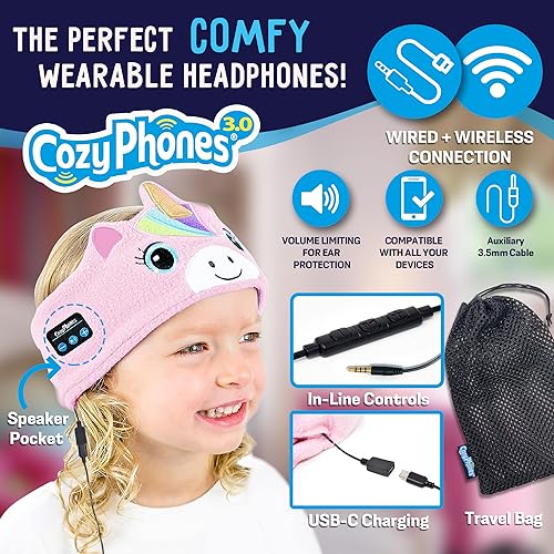 CozyPhones 2024 Cozy 3.0 - Pink Unicorn - On-Ear - 32 Ohms - Headphones