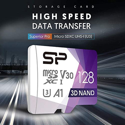 SP Silicon Power 128GB Micro SDXC Class 10 U3 Memory Card with 100MB/s Read Speed