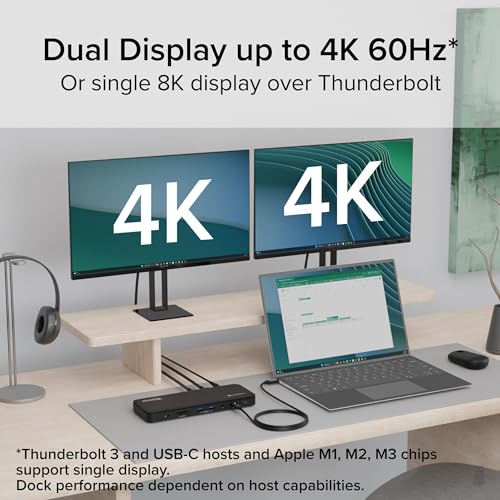 Plugable 13-Port Thunderbolt 4 Dock TBT4-UD5 Dual 4K 60Hz HDMI 100W