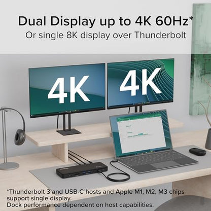 Plugable 13-Port Thunderbolt 4 Dock TBT4-UD5 Dual 4K 60Hz HDMI 100W