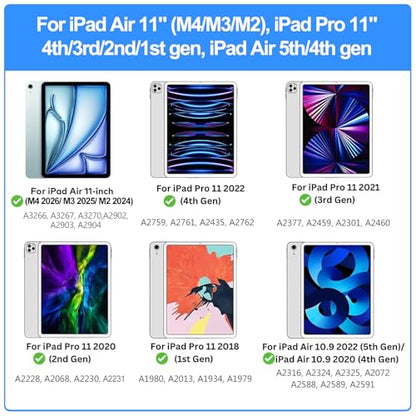 Jibrealg 11-inch Keyboard Case for iPad Pro and Air, Bluetooth Connectivity, Foldable Design, Backlit Multi-Touch Trackpad