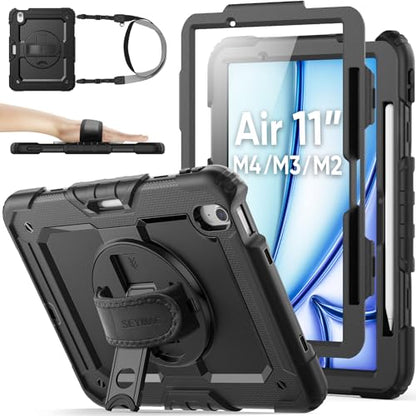 SEYMAC stock Case for iPad Air 11 inch A3463/A3460/A3459/A3266/A3267/A3270/A2902/A2903/A2904, Heavy Duty Slim, Black