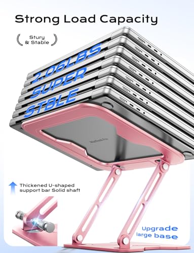 JCZT Laptop Stand NH02 Adjustable Ergonomic Height and Angle Metal Stand for Laptops 10–16 inches Pink